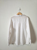 Zara White Linen V Neck Blouse (XL)