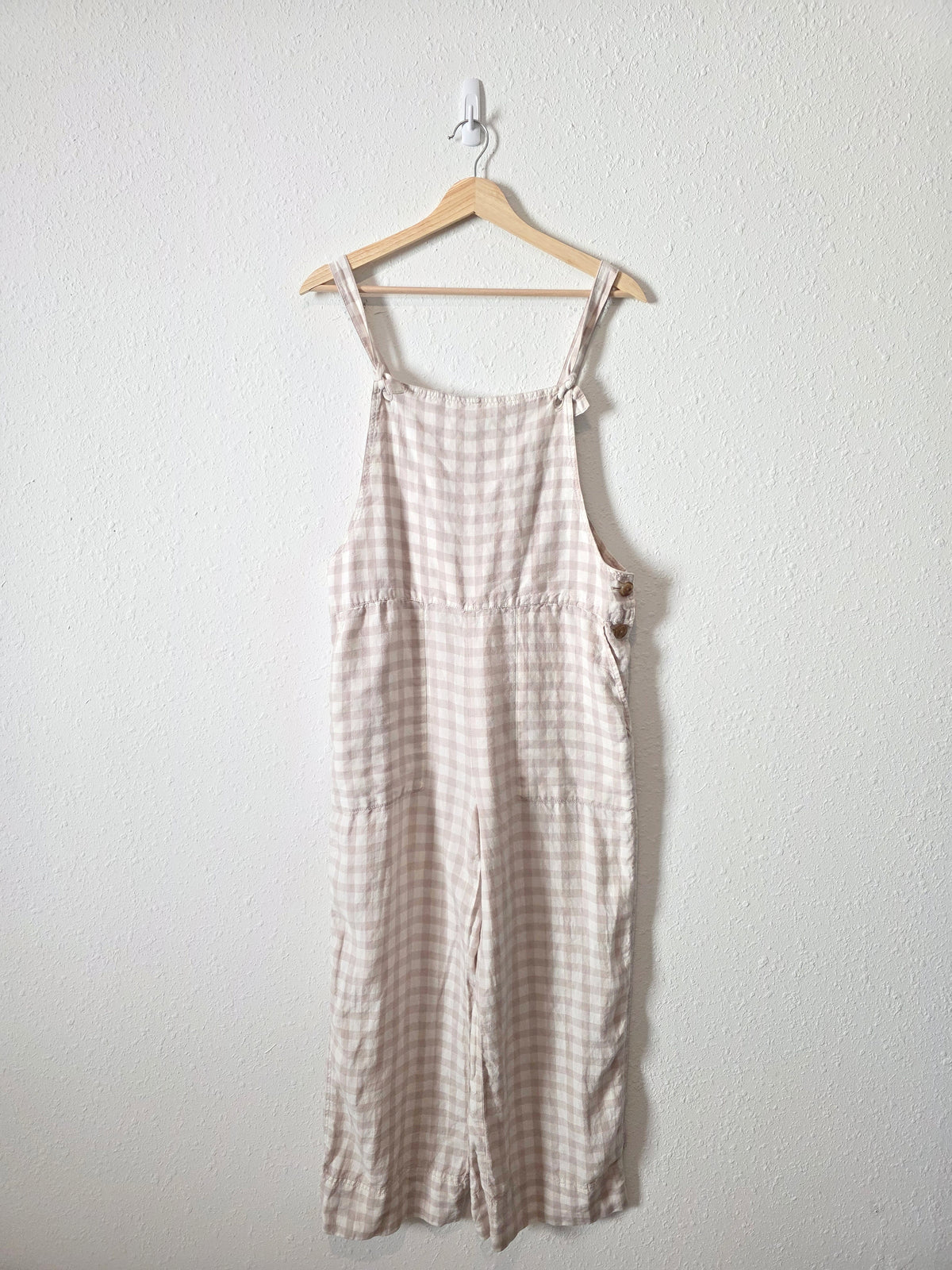 Lou & Grey Gingham Linen Overalls (S)