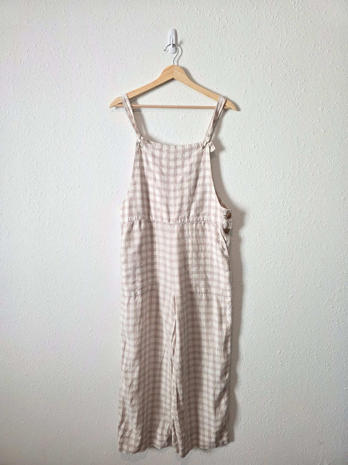 Lou & Grey Gingham Linen Overalls (S)