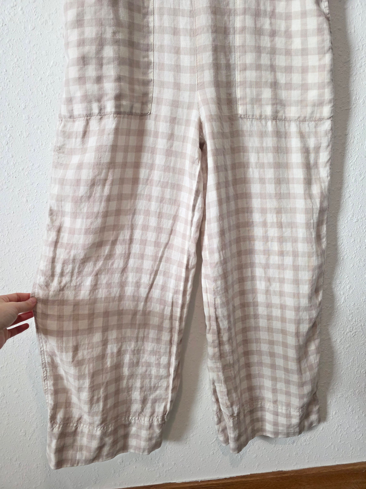 Lou & Grey Gingham Linen Overalls (S)