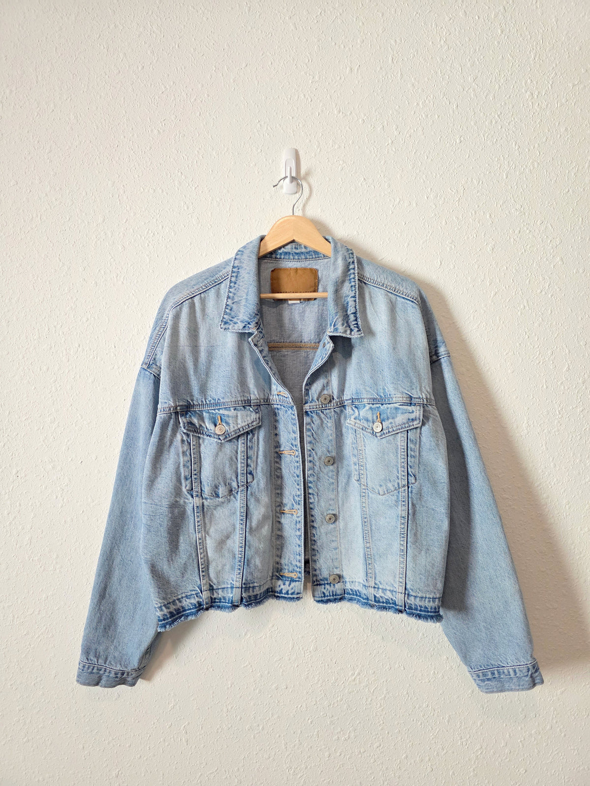 Light Wash Crop Denim Jacket (XL)