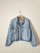 Light Wash Crop Denim Jacket (XL)