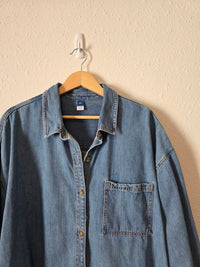 Oversized Denim Button Up Shirt (XXL)
