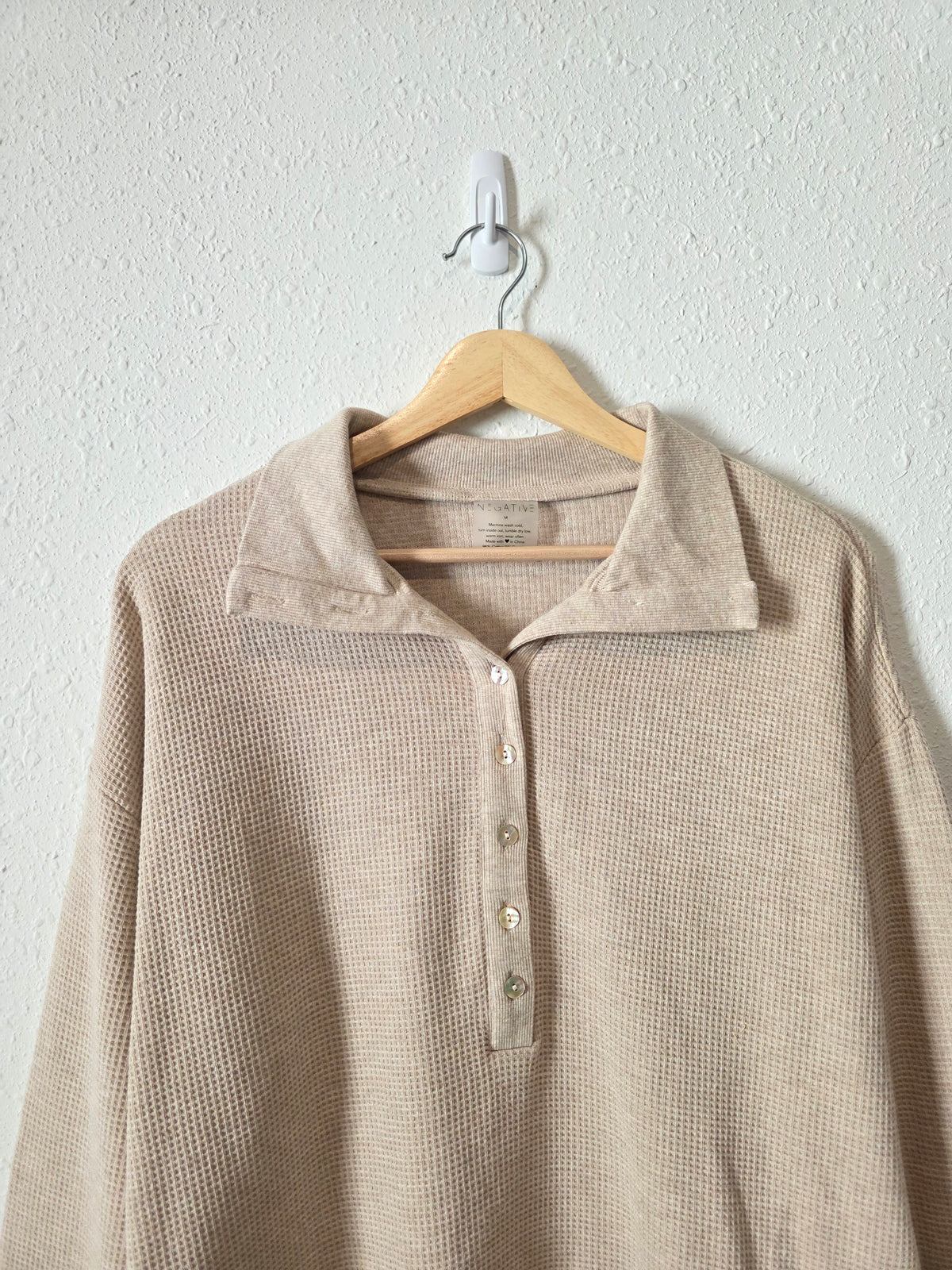 Negative Waffle Henley Sweatshirt (M)