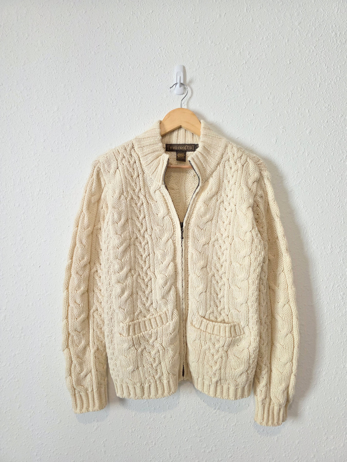 Vintage Merino Wool Zip Up Sweater (S)