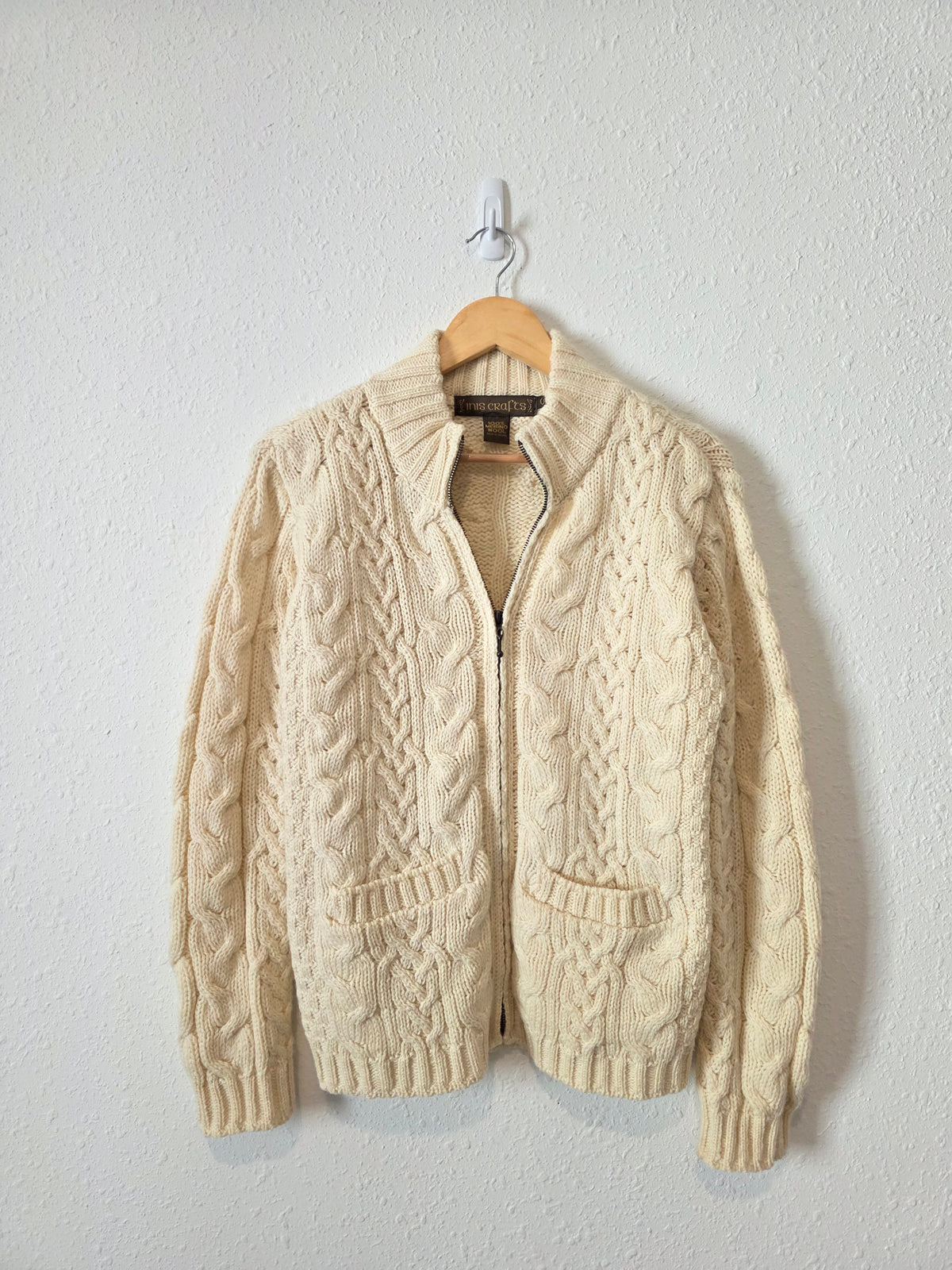 Vintage Merino Wool Zip Up Sweater (S)