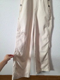 Aerie Ecru Straight Denim Overalls (XXS)