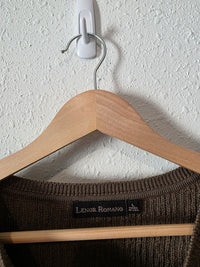 Vintage Cable Knit Merino Wool Sweater (L)