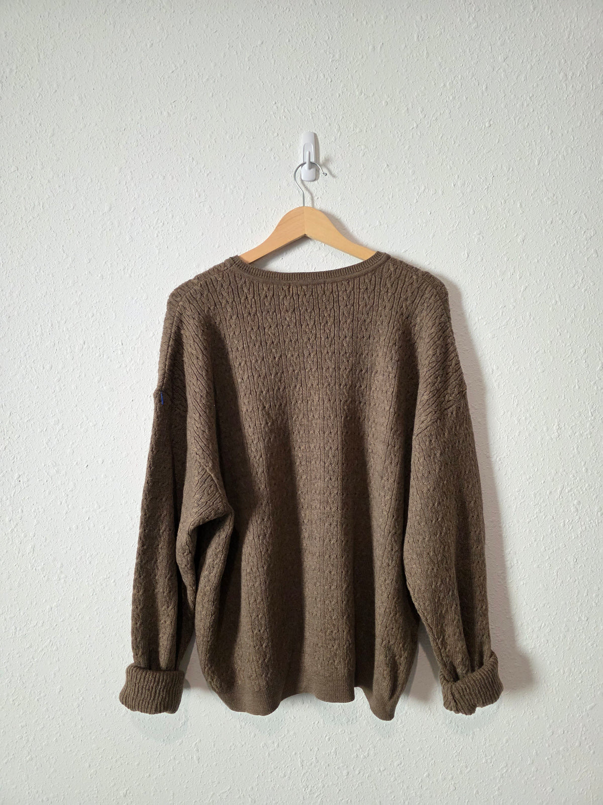 Vintage Cable Knit Merino Wool Sweater (L)