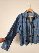 Vintage Floral Denim Jacket (S)