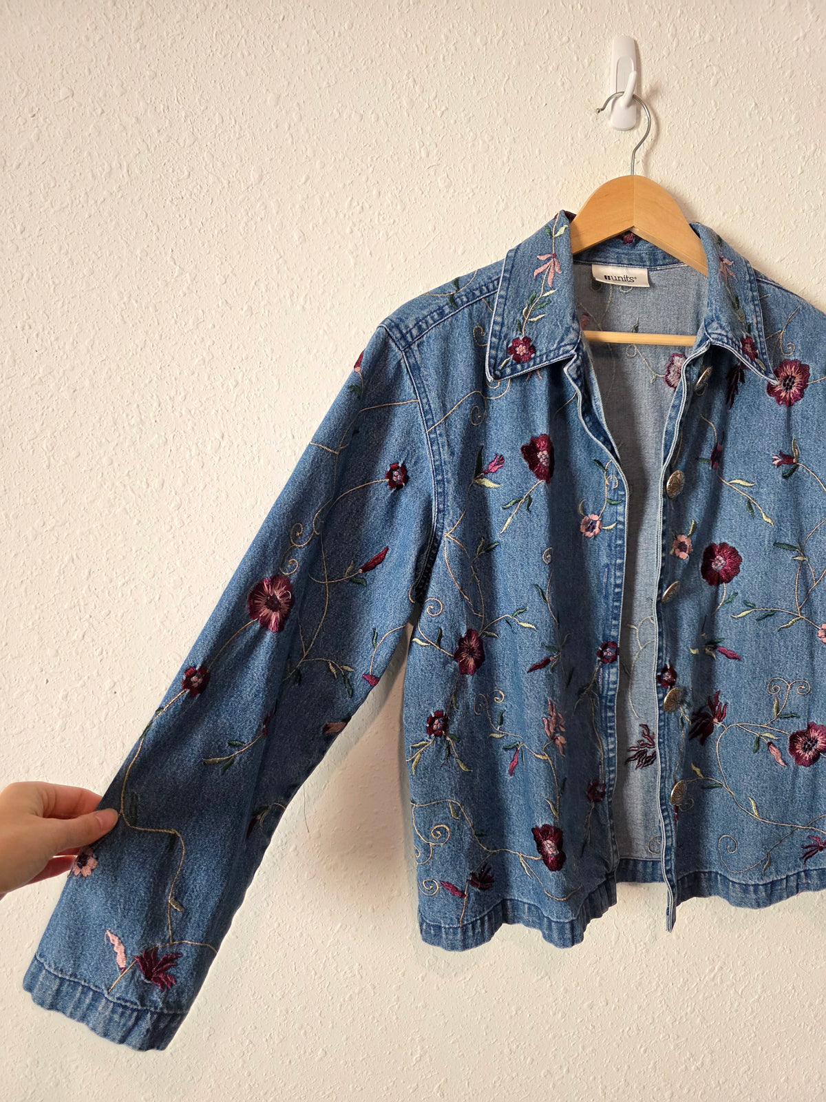 Vintage Floral Denim Jacket (S)
