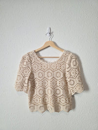 Z Supply Cream Floral Crochet Top (XS)