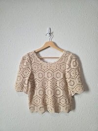 Z Supply Cream Floral Crochet Top (XS)