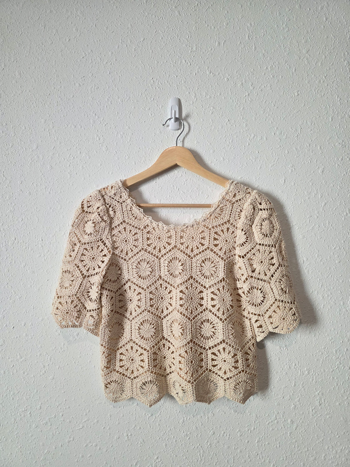 Z Supply Cream Floral Crochet Top (XS)