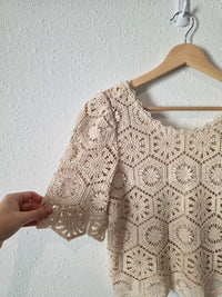 Z Supply Cream Floral Crochet Top (XS)