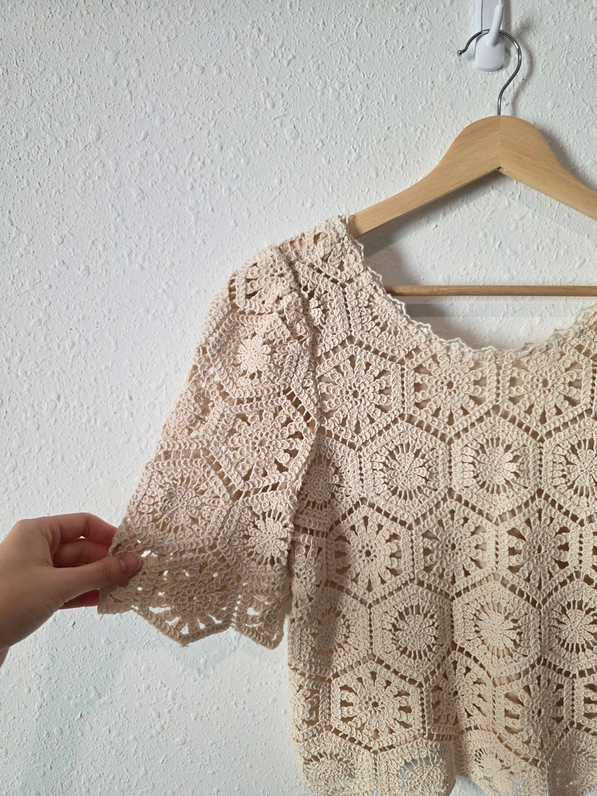 Z Supply Cream Floral Crochet Top (XS)