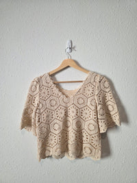 Z Supply Cream Floral Crochet Top (XS)