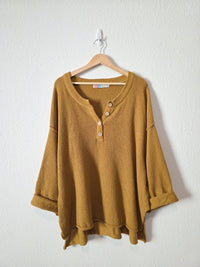 Free People Mustard Waffle Sweater (M)