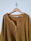 Free People Mustard Waffle Sweater (M)