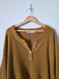 Free People Mustard Waffle Sweater (M)