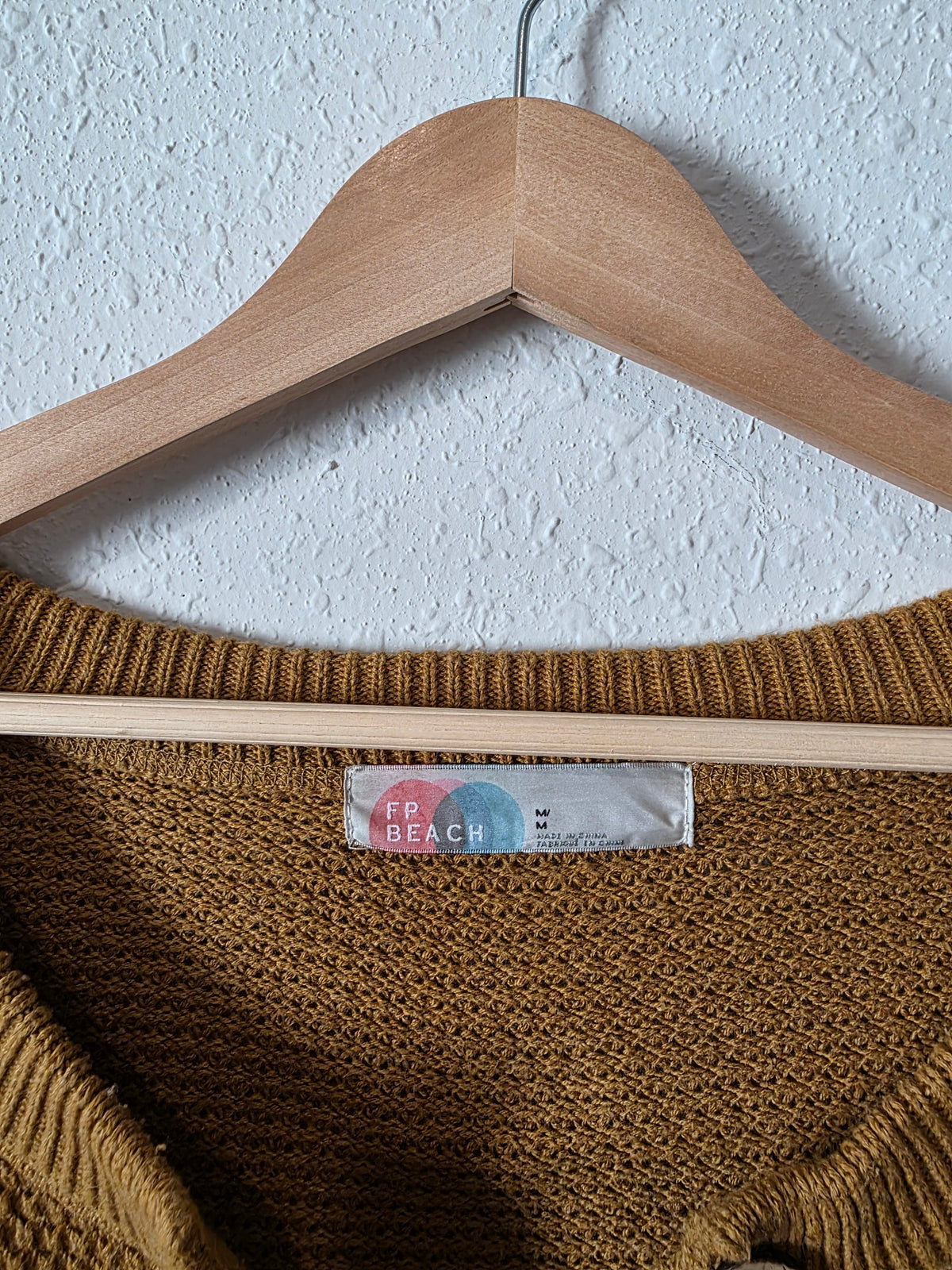Free People Mustard Waffle Sweater (M)