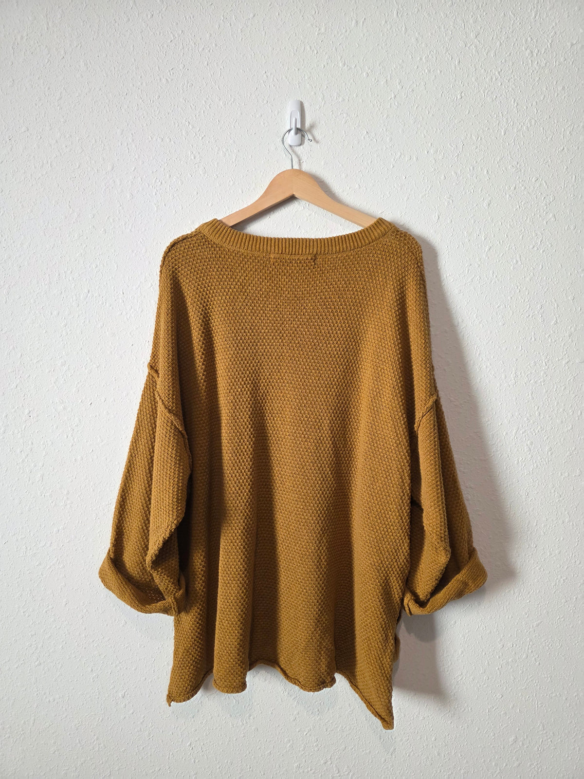 Free People Mustard Waffle Sweater (M)