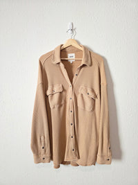 Aerie Camel Waffle Shirt Jacket (M)