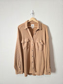 Aerie Camel Waffle Shirt Jacket (M)
