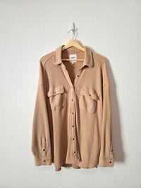 Aerie Camel Waffle Shirt Jacket (M)