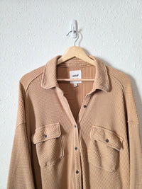 Aerie Camel Waffle Shirt Jacket (M)