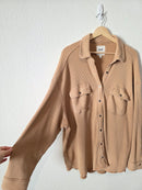 Aerie Camel Waffle Shirt Jacket (M)