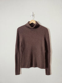 Vintage Brown Cashmere Turtleneck Sweater (L)