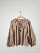 In Loom Dainty Floral Puff Sleeve Top (S)