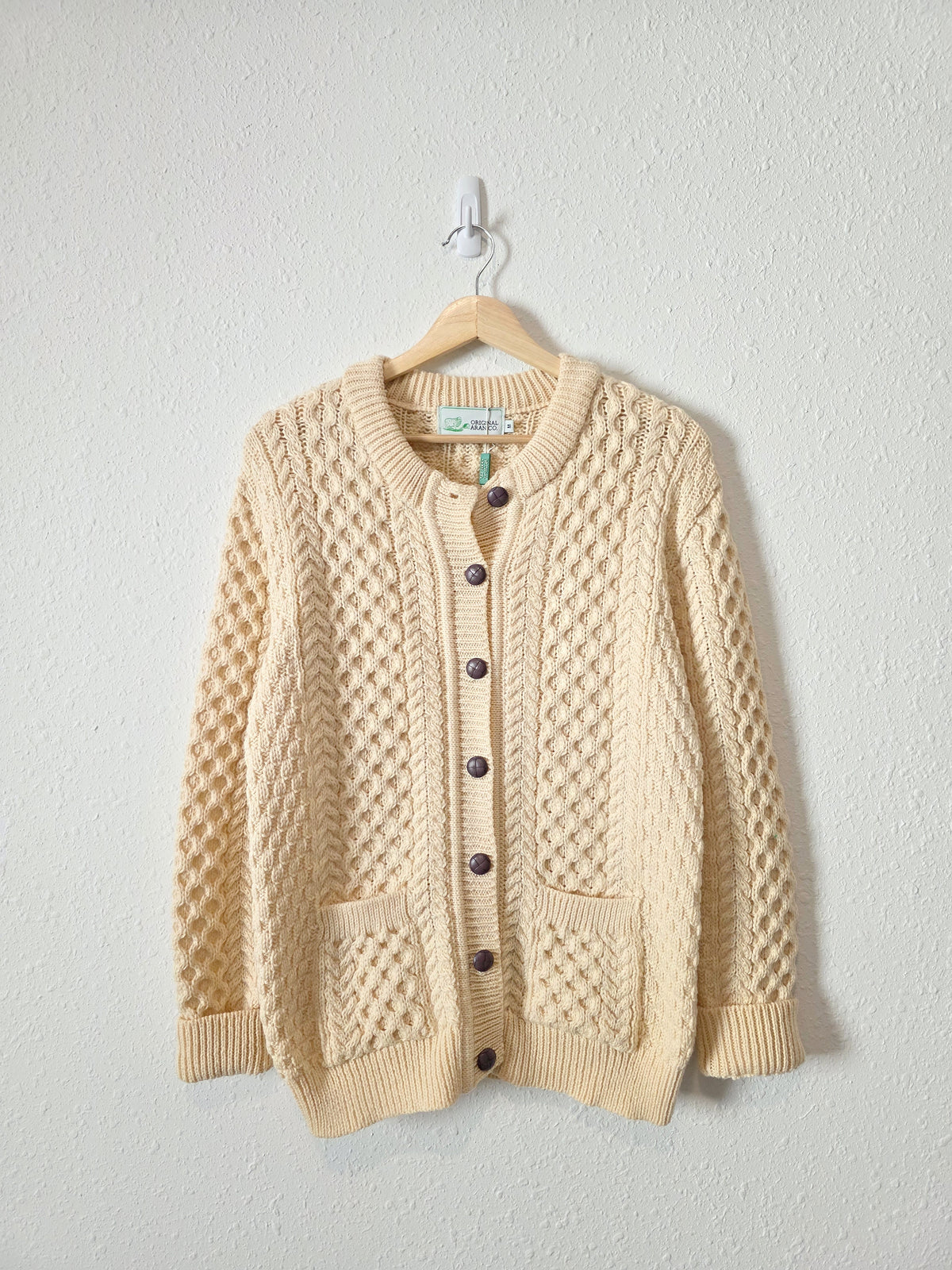 NEW Aran Chunky Merino Wool Cardigan (M)