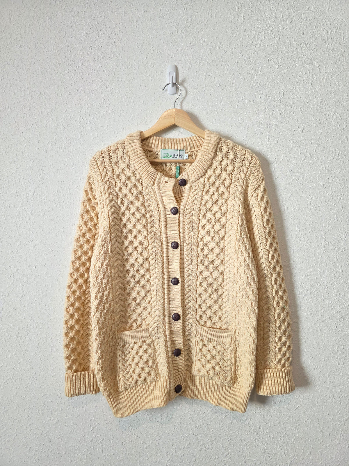 NEW Aran Chunky Merino Wool Cardigan (M)