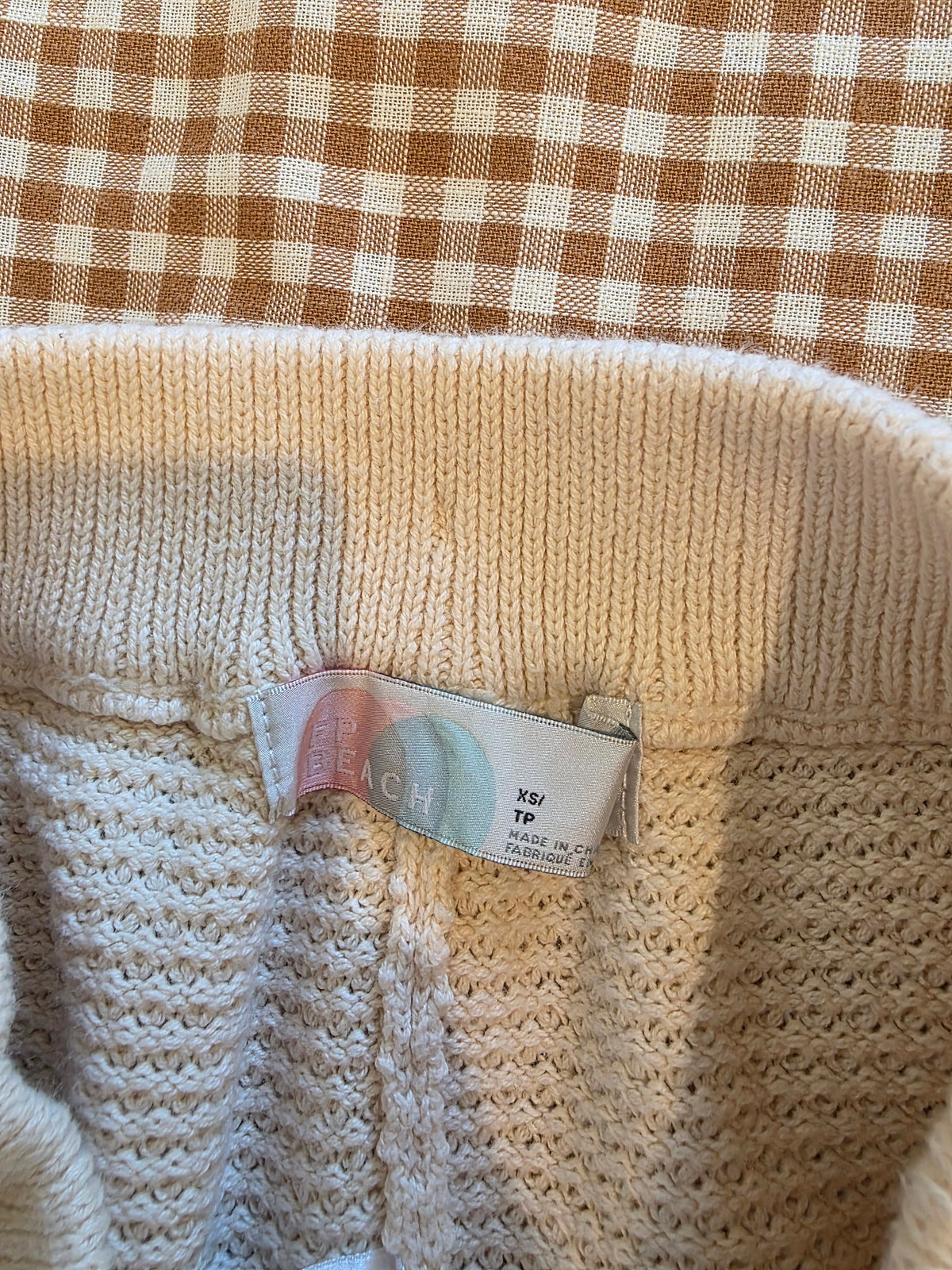 Free People Cream Waffle Pants (XS)