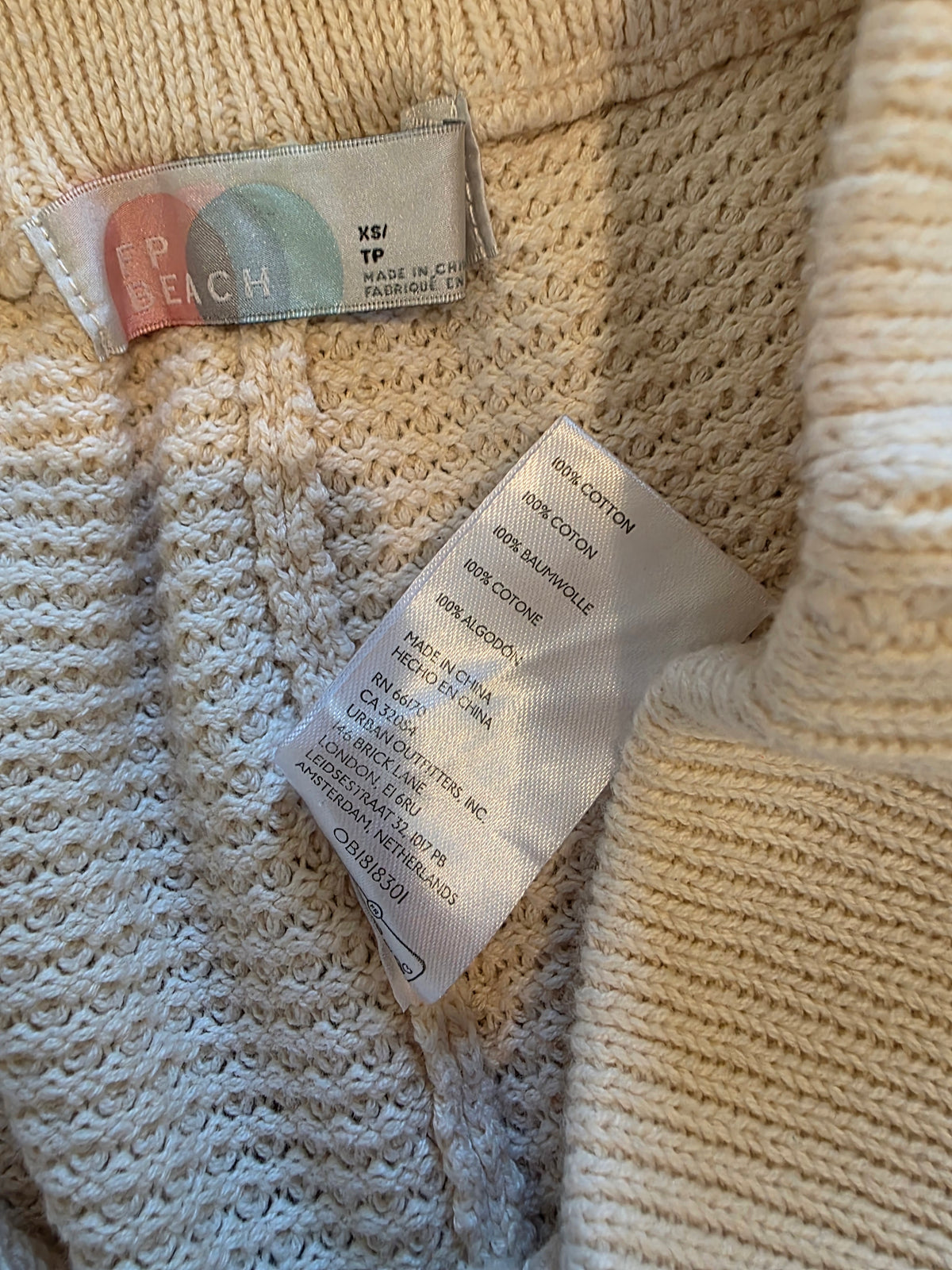 Free People Cream Waffle Pants (XS)