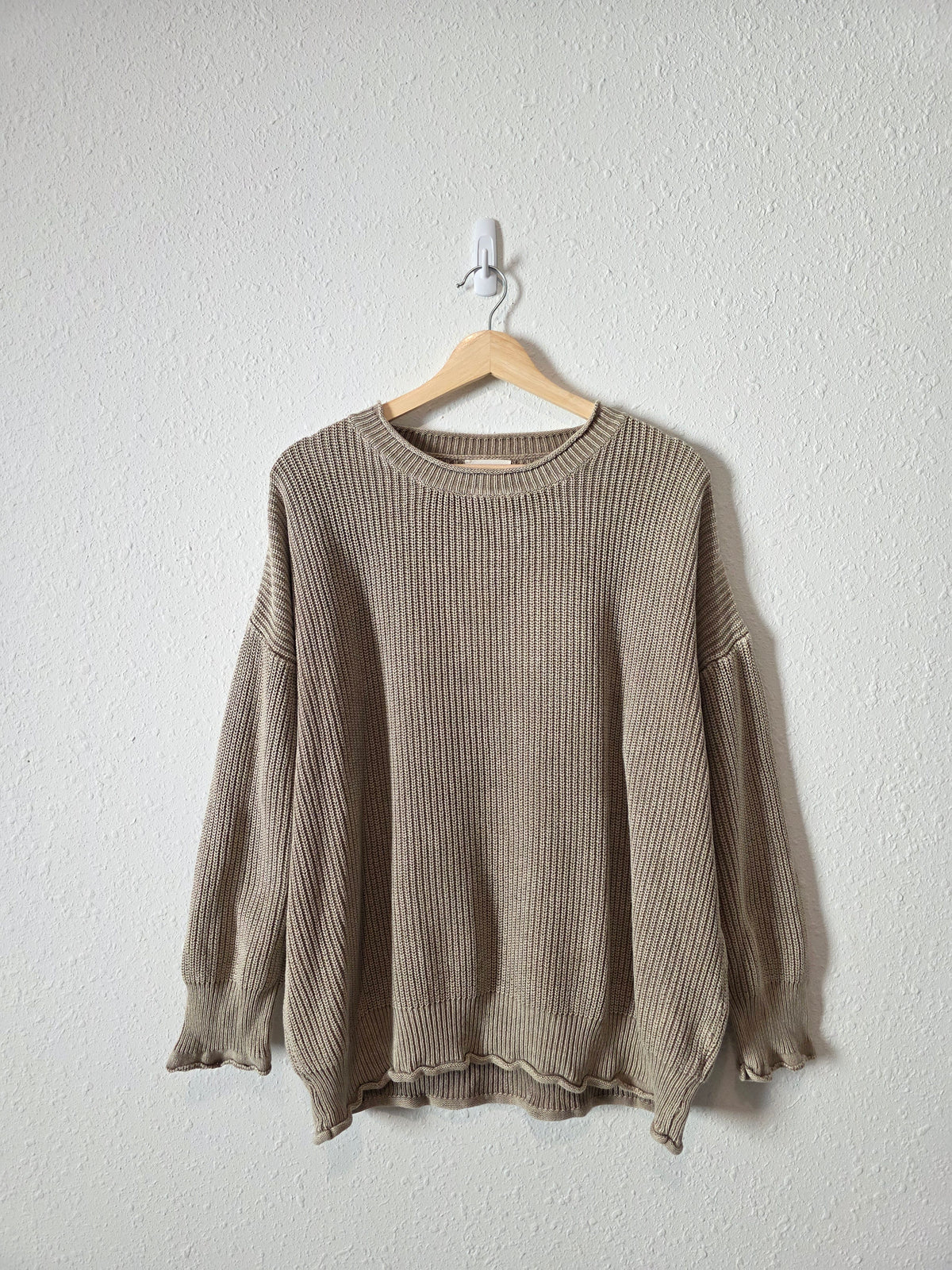 Taupe Oversized Cotton Sweater (S/M)