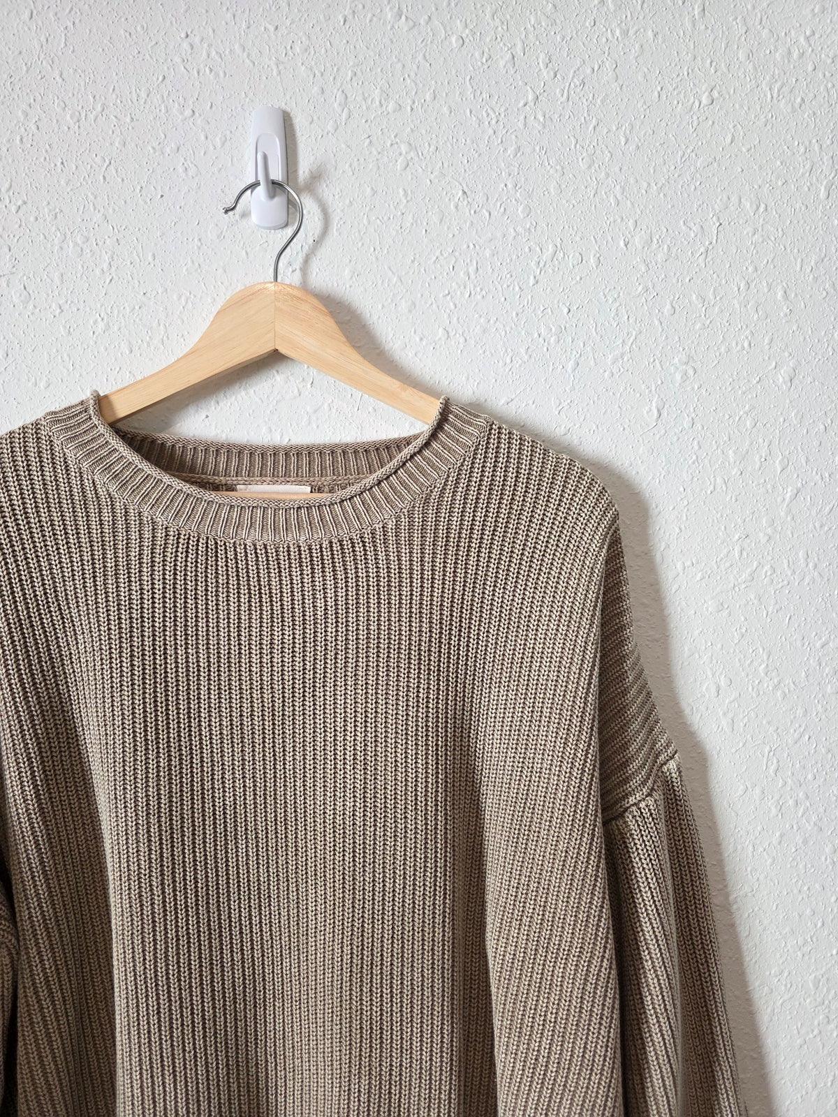 Taupe Oversized Cotton Sweater (S/M)
