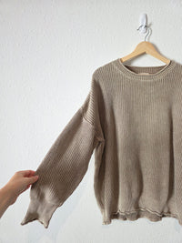 Taupe Oversized Cotton Sweater (S/M)
