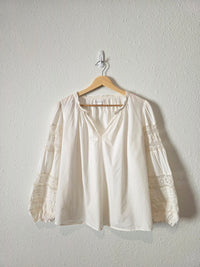 Velvet Puff Sleeve Cotton Top (S)