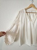 Velvet Puff Sleeve Cotton Top (S)