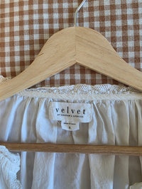 Velvet Puff Sleeve Cotton Top (S)