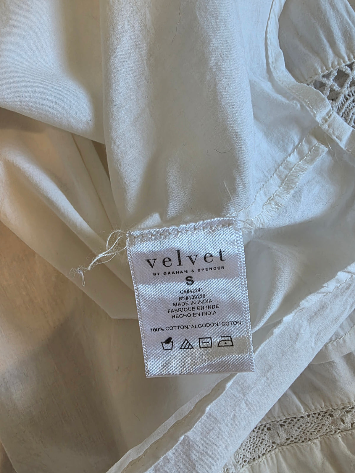 Velvet Puff Sleeve Cotton Top (S)