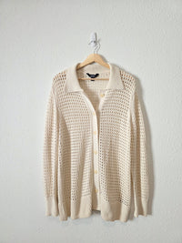 Crochet Button Up Cardigan Sweater (L)