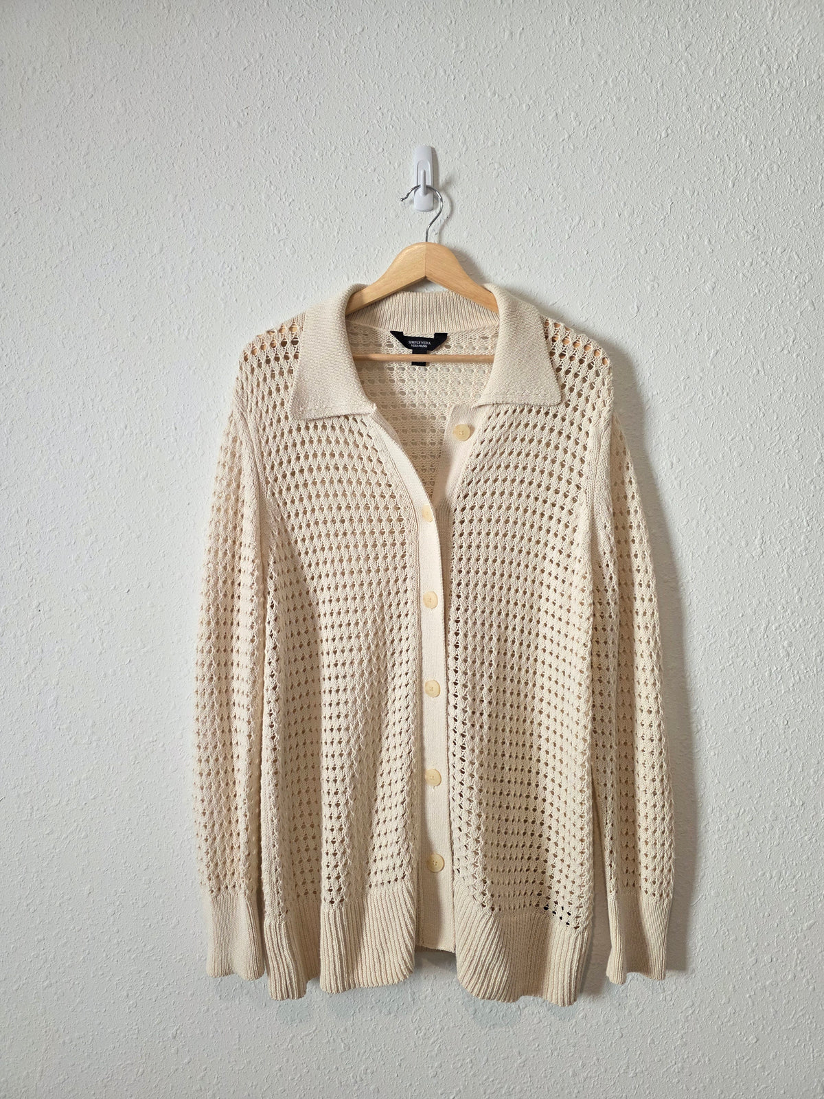 Crochet Button Up Cardigan Sweater (L)