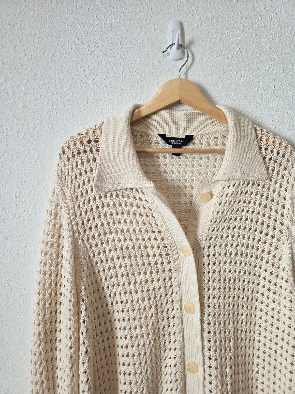 Crochet Button Up Cardigan Sweater (L)