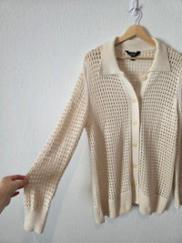 Crochet Button Up Cardigan Sweater (L)