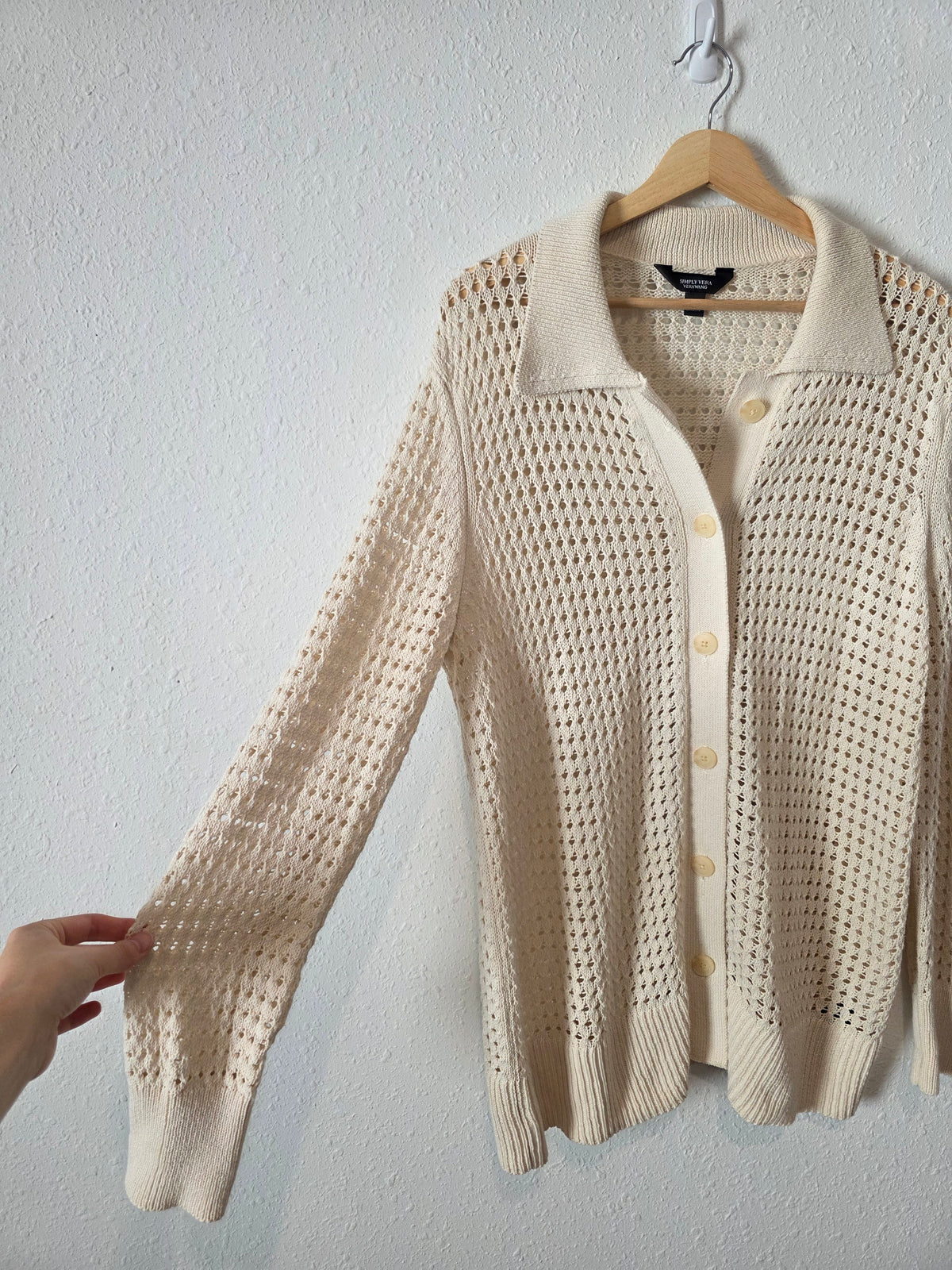 Crochet Button Up Cardigan Sweater (L)