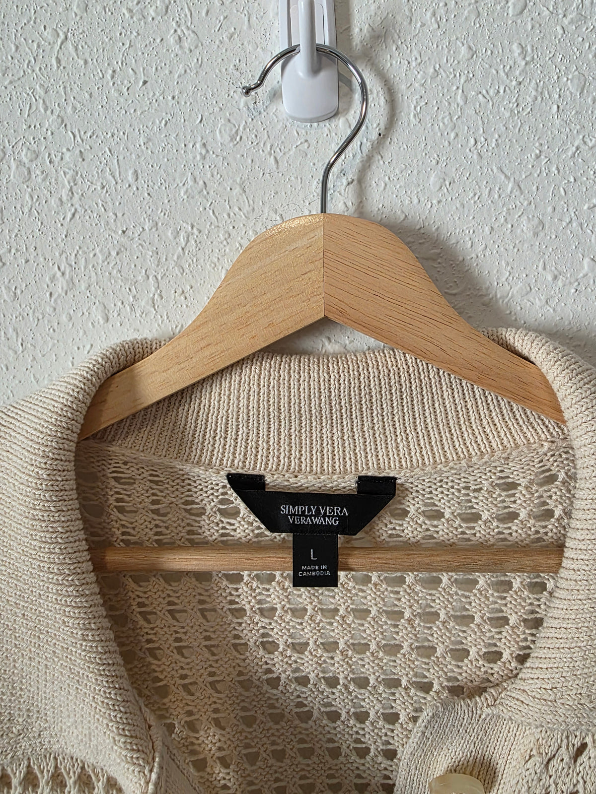 Crochet Button Up Cardigan Sweater (L)